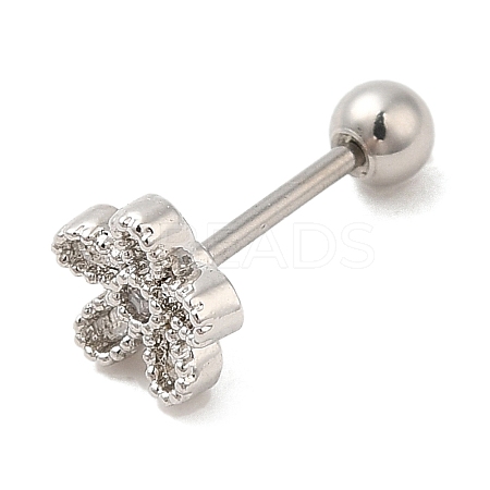 Brass Micro Pave Clear Cubic Zirconia Stud Earrings LS-EJEW-L265-02P-1