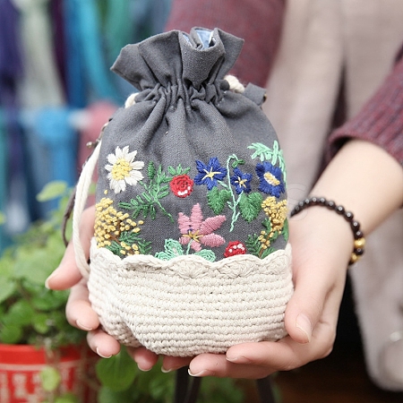Flower Lace Embroidery Crossbody Bag Kits with Instructions PW-WG57237-08-1