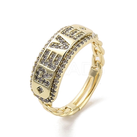 Brass Pave Cubic Zirconia Adjustable Rings RJEW-M170-25G-1