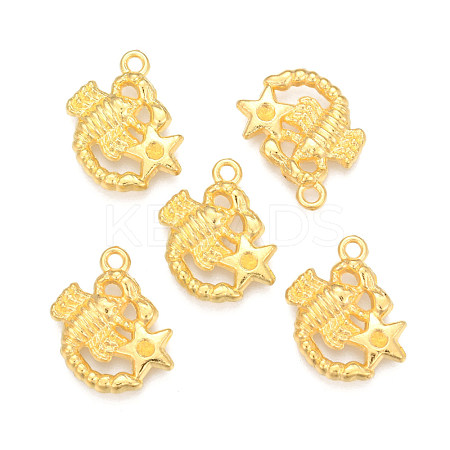 Golden Plated Alloy Pendant Rhinestone Settings PALLOY-WH0067-15G-08-1