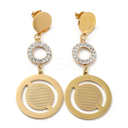 Ion Plating(IP) Golden 304 Stainless Steel Geometry Dangle Stud Earrings EJEW-D083-10A-G-1