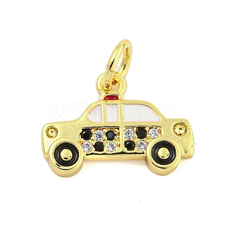 Rack Plating Brass Micro Pave Cubic Zirconia Pendants KK-U021-05G-1