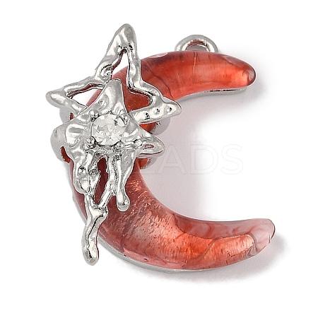 Platinum Alloy Resin Rhinestone Glass Pendants FIND-U017-08P-01-1