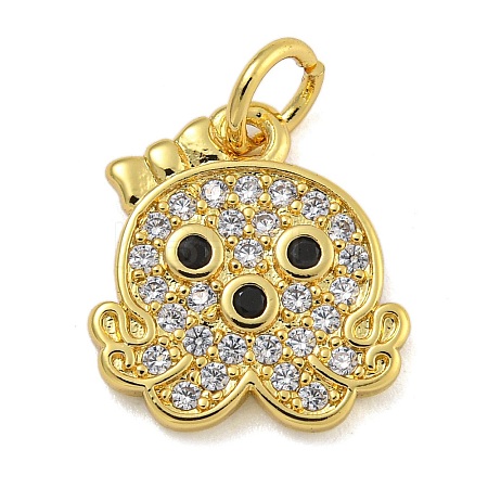 Marine Theme Rack Plating Brass Micro Pave Cubic Zirconia Pendants KK-I718-28G-03-1