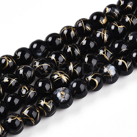 Baking Paint Glass Beads Strands DGLA-N003-6mm-B10-1