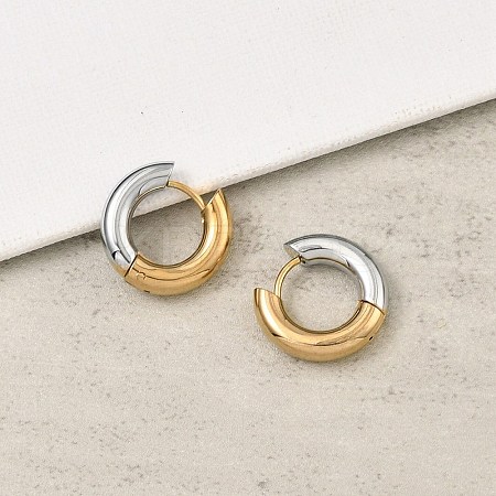 201 Stainless Steel Two Tone Hoop Earrings EJEW-Q002-01G-05-1