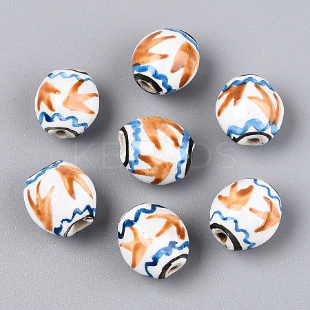 Handmade Porcelain Printed Beads PORC-T133-04-1