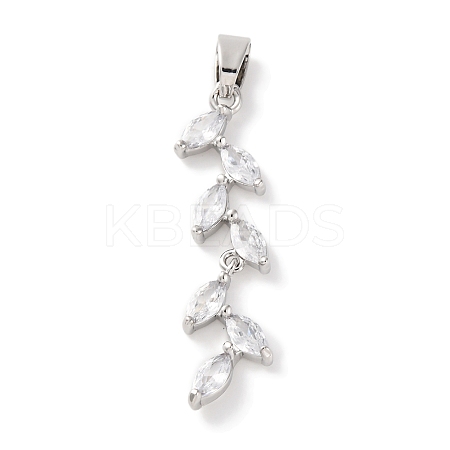 Rack Plating Brass Micro Pave Cubic Zirconia Pendants KK-F881-01P-1