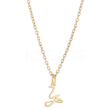 1pc 304 Stainless Steel Letter Pendant Necklaces NJEW-LP0001-39Y-G-1