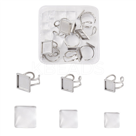 1 Box 9Pcs 304 Stainless Steel Cuff Pad Ring Settings DIY-PJ0001-11-1