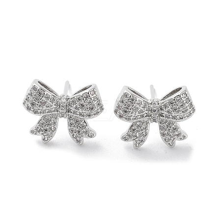Rack Plating Brass Micro Pave Cubic Zirconia Stud Earring EJEW-C081-32P-1