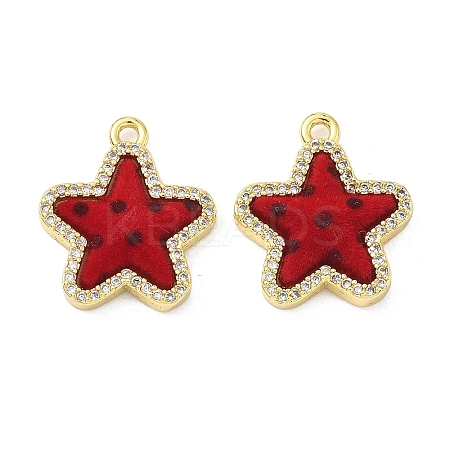 Brass Micro Pave Cubic Zirconia Pendants KK-C158-03B-G-1
