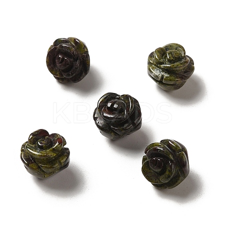 Natural Dragon Blood Carved Flower Beads G-O156-B-36-1