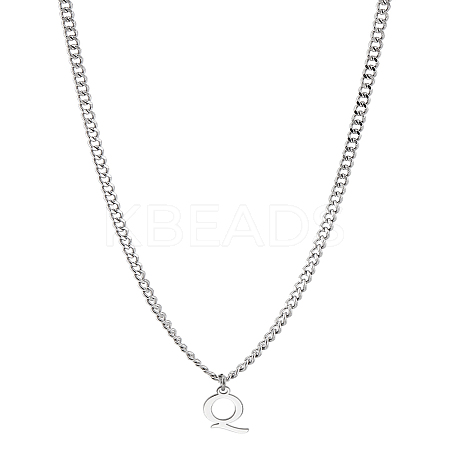 1Pc 304 Stainless Steel Letter Pendant Necklaces NJEW-LP0001-33Q-P-1