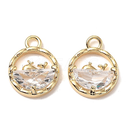 Brass Micro Pave Cubic Zirconia Charms KK-A259-27G-01-1
