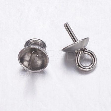 304 Stainless Steel Cup Pearl Peg Bails Pin Pendants STAS-K146-001-5mm-1
