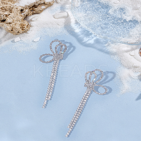 1 Pair Crystal Rhinestone Butterfly Dangle Stud Earrings EJEW-LP0013-13-1