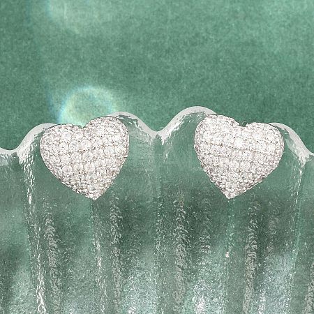 Brass Micro Pave Clear Cubic Zirconia Stud Earrings EJEW-G471-31P-02-1