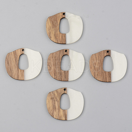 Opaque Resin & Walnut Wood Pendants RESI-S389-045A-C04-1