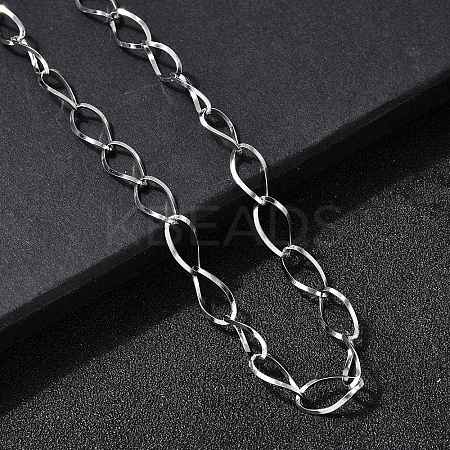 304 Stainless Steel Teardrop Link Chain Necklaces for Women Men NJEW-A058-02P-1