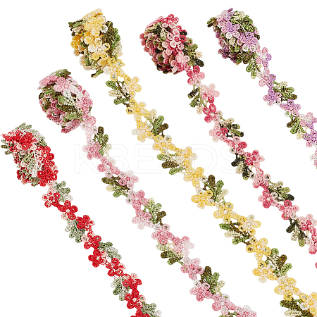 5 Yards 5 Colors Polyester Embroidery Lace Trim OCOR-PH0005-19-1