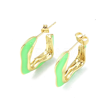 Enamel Twist Square Stud Earrings EJEW-P214-23G-02-1