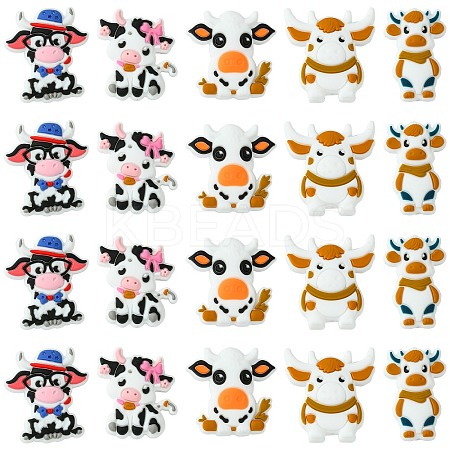 10Pcs 5 Styles Cattle Food Grade Eco-Friendly Silicone Focal Beads SIL-CJ0001-68-1