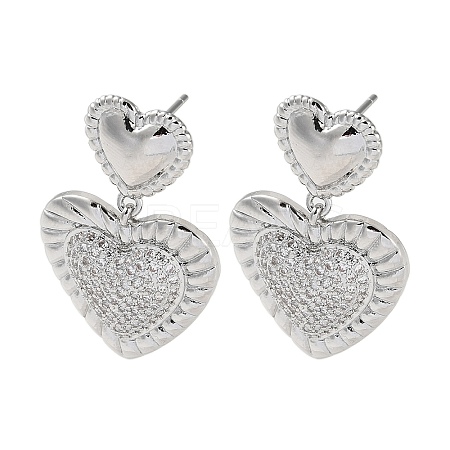 Brass Pave Cubic Zirconia Stud Earrings for Women EJEW-M258-08P-1