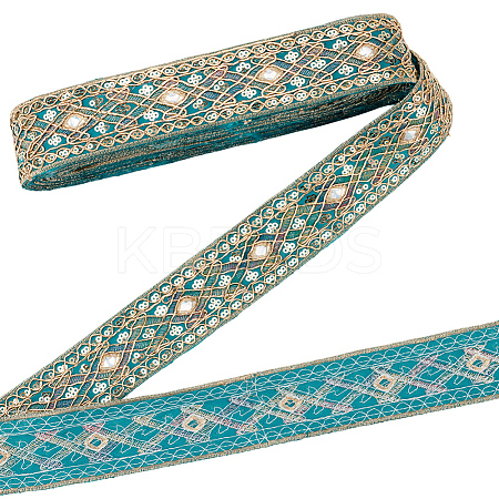 Rhombus Pattern Polyester Sequin Lace Ribbon OCOR-WH0078-391B-1