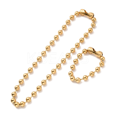 Vacuum Plating 304 Stainless Steel Ball Chain Necklace & Bracelet Set STAS-D181-01G-02C-1