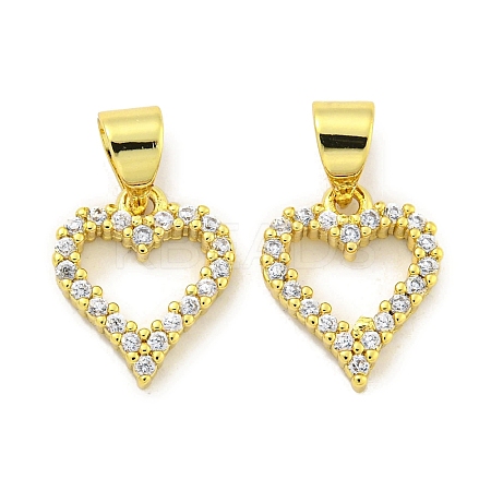 Rack Plating Brass Micro Pave Clear Cubic Zirconia Pendant KK-B091-32G-1
