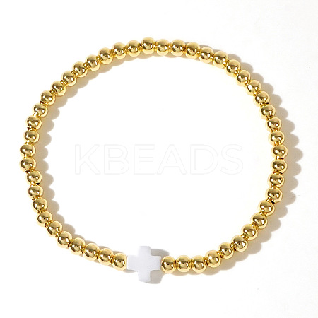 Brass Round Beaded Bracelets for Women SB9067-14-1