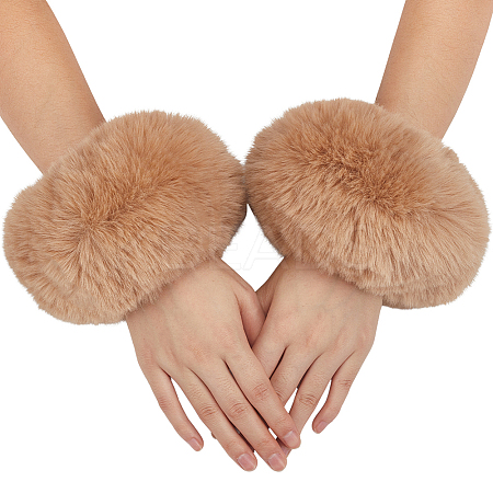 Women Imitation Rabbit Hair Cuffs Oversleeve Arm Gloves AJEW-WH20018-34E-1