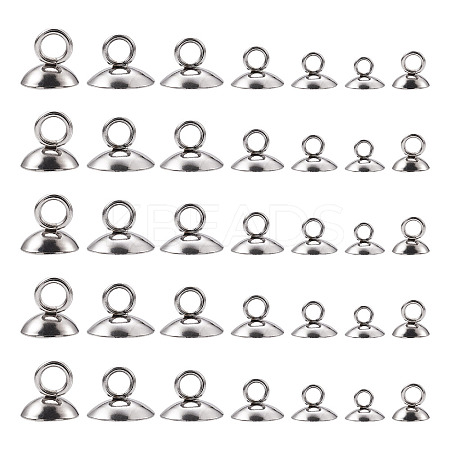 140Pcs 7 Style 304 Stainless Steel Bead Cap Pendant Bails STAS-CD0001-12-1