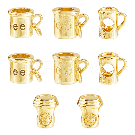 DIY 8Pcs 4 Styles Brass Coffee Cup Pendants & Beads Jewelry Making Findings Kits DIY-HS0001-12-1
