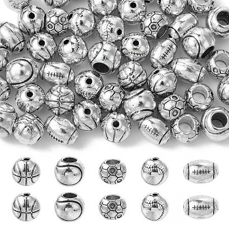 50Pcs 5 Styles Tibetan Style Alloy Beads FIND-CJ0003-62-1