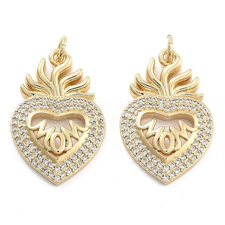 Brass Pave Cubic Zirconia Pendants KK-U009-10B-G-1