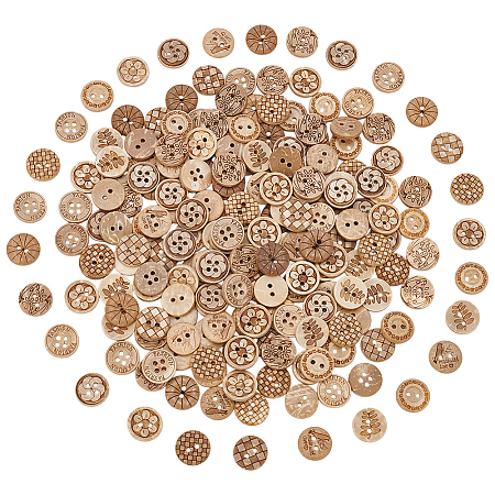 200Pcs 10 Styles 2-Hole Natural Coconut Buttons DIY-GA0008-28-1