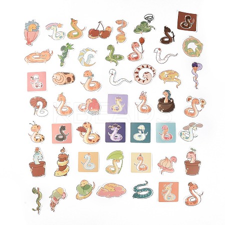 50Pcs 50 Styles PVC Plastic Cartoon Stickers Sets STIC-P004-35-1