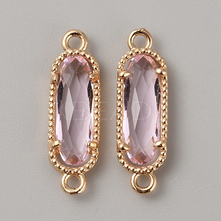 Golden Plated Brass Pave Glass Connector Charms FIND-WH0110-728G-06-1