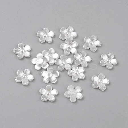 Scrapbooking Flower Acrylic Pearl Cabochons Flat Back Embellishments for Jewelry X-MACR-F028-22-1