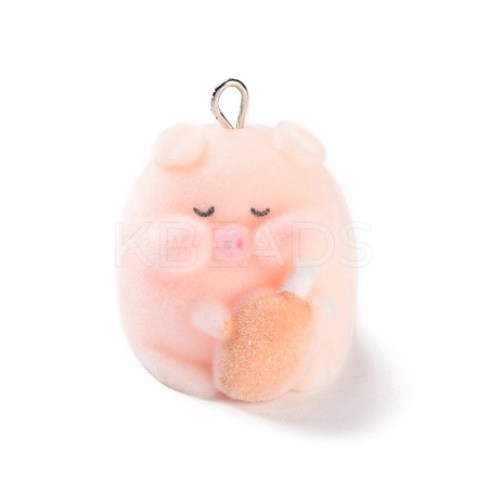 Flocking Resin Cute Pendants RESI-A040-02B-1