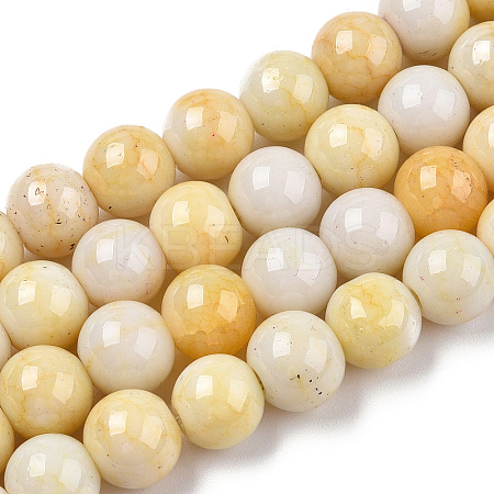 Ombre Effect Dyed Crackle Glass Round Beads Strands LS-GLAA-T031-01F-1