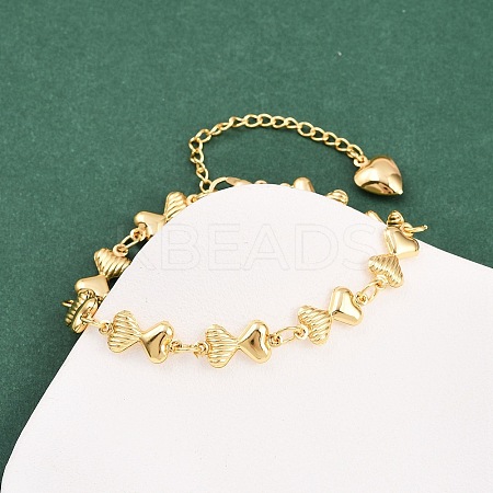 304 Stainless Steel Heart Link Chain Bracelets for Valentine's Day Gift LS-BJEW-D359-17C-G-1