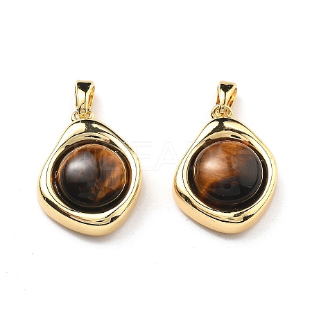 Natural Tiger Eye Pendants KK-B129-01G-1