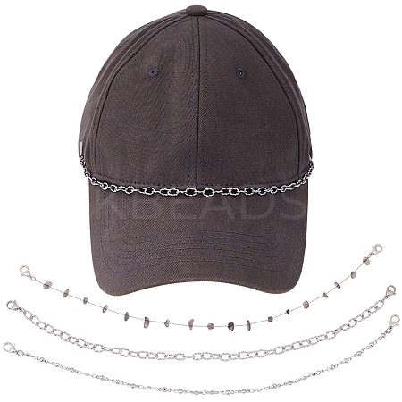 6Pcs 3 Styles 304 Stainless Steel Chain Baseball Cap Chain AJEW-SC0003-56-1