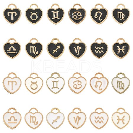 24Pcs 24 Styles Light Gold Plated Alloy Enamel Pendants ENAM-FS0003-87-1