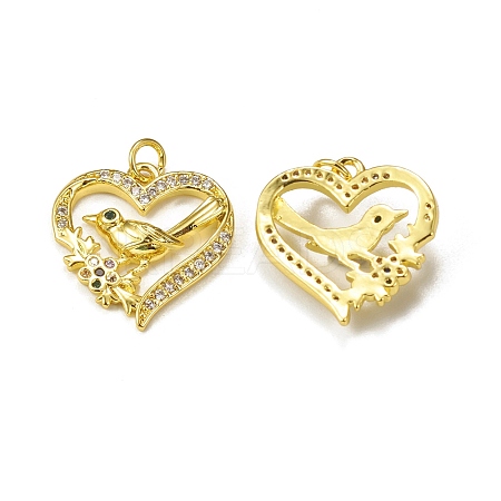 Brass Micro Pave Cubic Zirconia Bird Pendants KK-E068-VB010-1