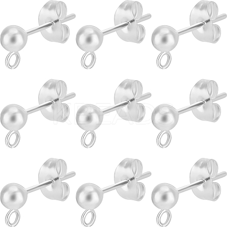 60Pcs 304 Stainless Steel Ball Stud Earring Post STAS-BBC0004-20-1