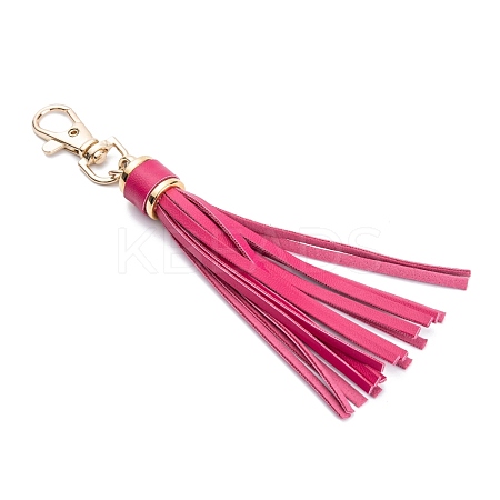 Imitation Leather with Light Gold Alloy Clasps Tassel Big Pendants Decorations AJEW-WH0223-28A-09-1